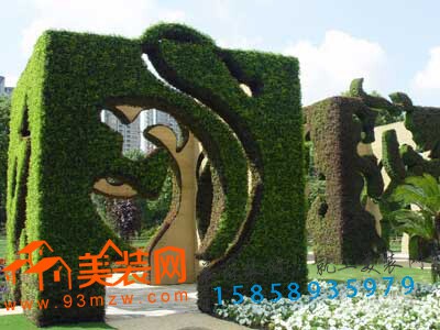 园林绿化户外景区公园广场美陈布置创意美陈花雕绿雕堆头虎年制作
