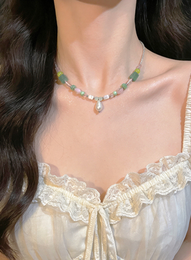 酒馆原创｜夏天雨荷串珠项链女春夏新款甜美超仙少女高级感锁骨链