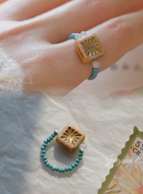 烟花戒指酒馆饰品原创捷克珠复古文艺秋冬礼物送人