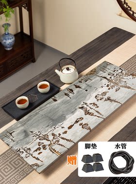【国画石茶盘 】天然整石打造 手工雕刻轻奢茶台 收藏级送礼佳品