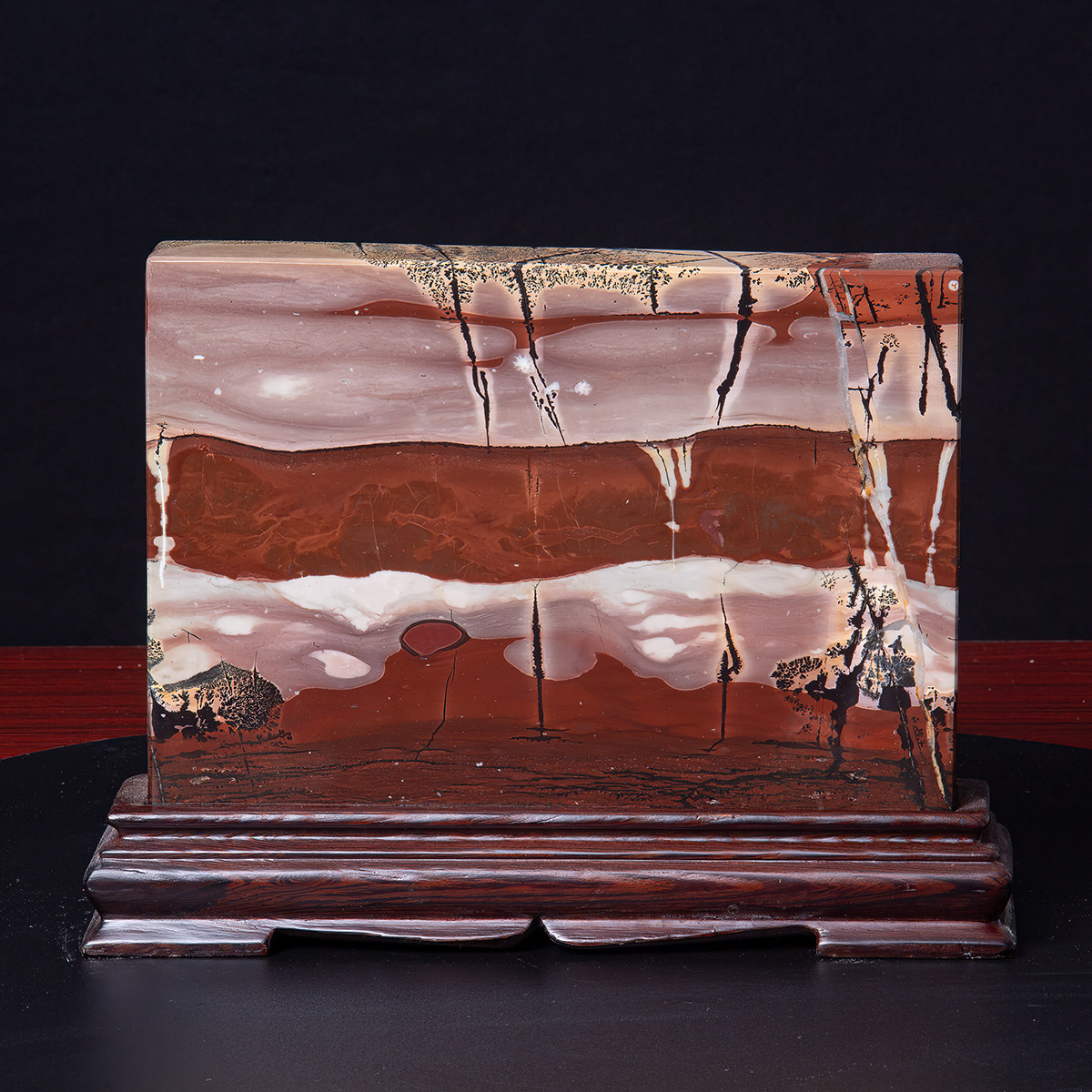 广西国画石天然奇石观赏石草花石方板中式摆件屏风客厅工艺品te68