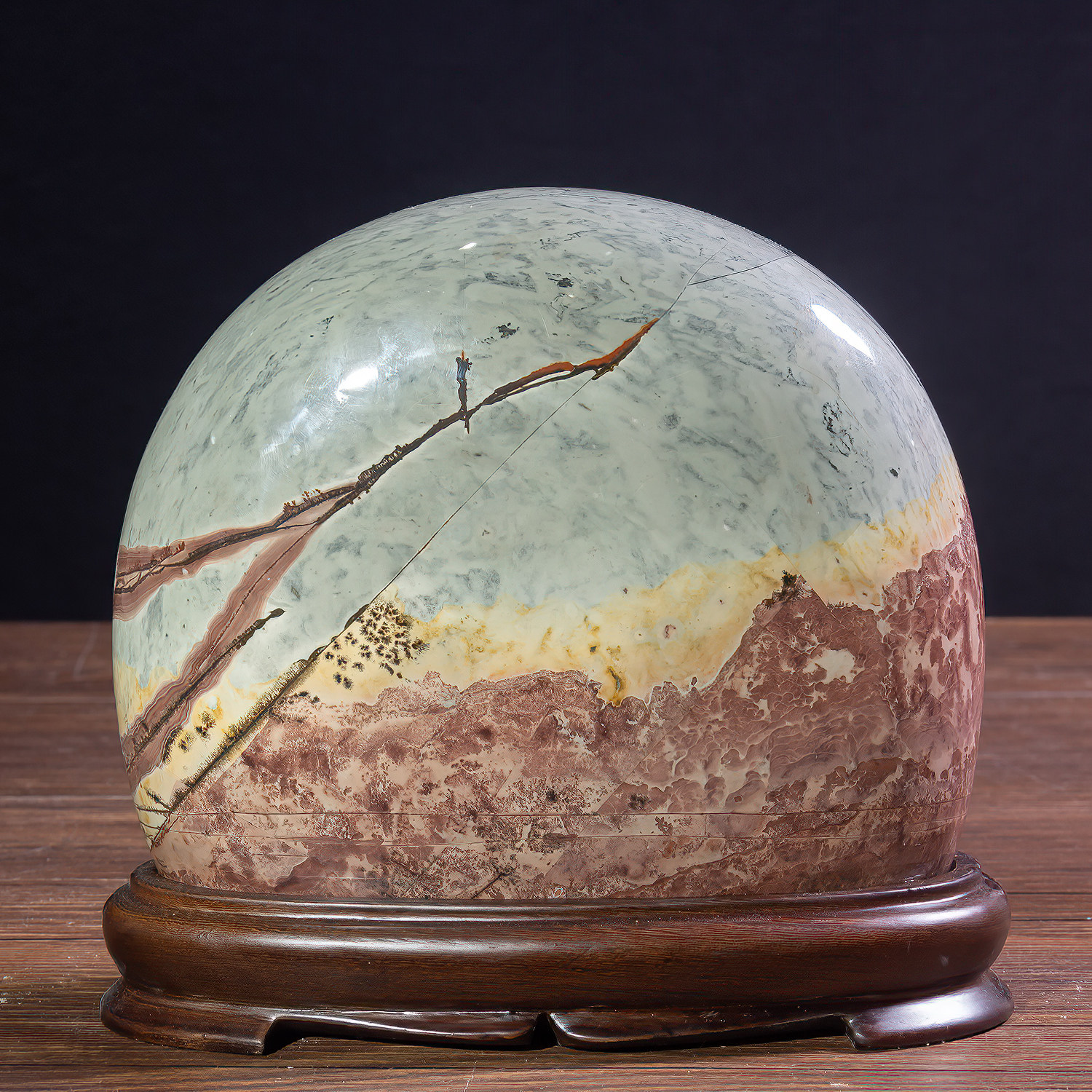 广西国画石天然奇石观赏石草花石中式摆件客厅电视柜工艺品tg80