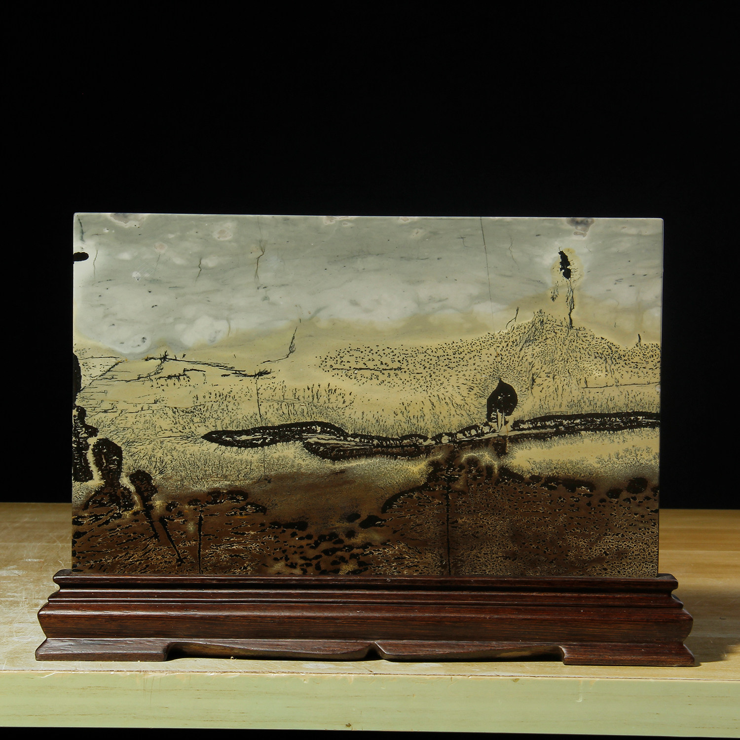 广西国画石天然奇石观赏石草花石摆件客厅电视柜工艺品tk03收藏