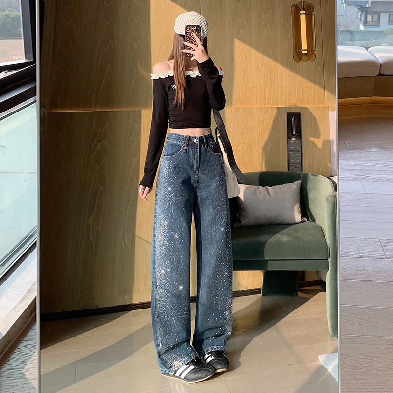 花漾2026年满天星春款水洗牛仔裤皮牌梨形身材裤子高腰阔腿宽松,女装/女士精品,牛仔裤,淘宝优惠券,粉丝福利购,淘宝优惠卷