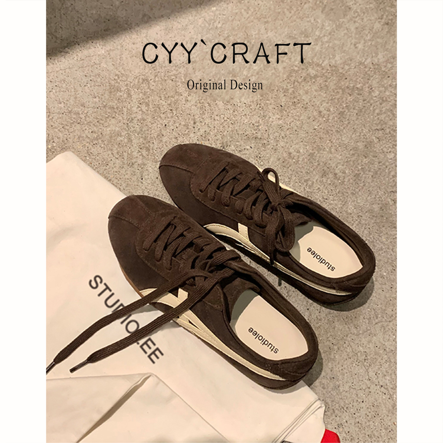 牛皮~复古内增高德训鞋女秋2025