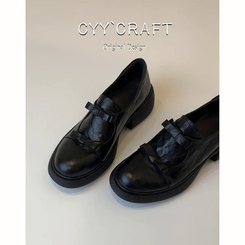 牛皮版~英伦风厚底乐福鞋女2025