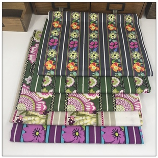 外贸纯棉印花布料服装裙桌布惠安女头巾面料边条小花清仓处理甩卖