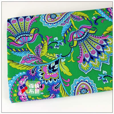 外贸惠安女头巾绿粉清仓印花布料