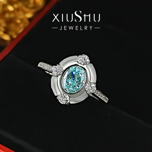 vintage中古风海蓝宝戒指