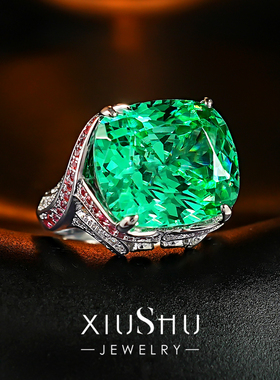 重工大克拉霓虹帕拉绿满钻戒指