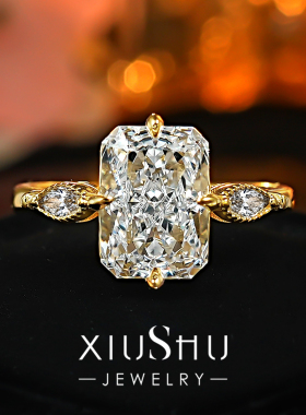 3.5克拉雷迪恩复古方糖925银戒指