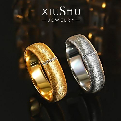 布契金属拉丝工艺s925银素圈戒指
