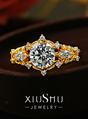 中古风气质圆钻925银小众戒指