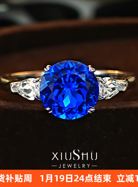 精切2ct培育尖晶石925银戒指