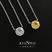 爆款 千禧玫瑰切彩钻色925银锁骨项链镶嵌高碳钻轻奢日常通勤新款