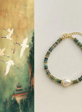 国风原创新中式淡水珍珠天然玛瑙手链复古文艺国潮手作高级感手饰