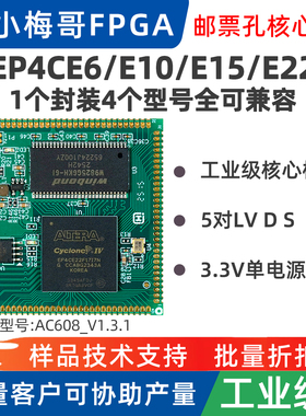 【E22有货】小梅哥AC608 FPGA 工业级 邮票孔核心板 EP4CE22/CE10