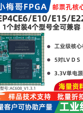 【E22有货】小梅哥AC608 FPGA 工业级 邮票孔核心板 EP4CE22/CE10
