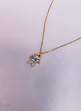 【福利】古丽古丽S925纯银项链女精致锆石小鱼吊坠颈链银镀金饰品