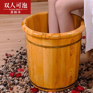 香柏木足浴桶40cm高泡脚木桶家用带盖洗脚桶木质实木加高足浴盆