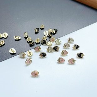 4.5*6mm彩釉小草莓纽扣bjd娃用迷你金属纽扣钩针娃玩偶配件