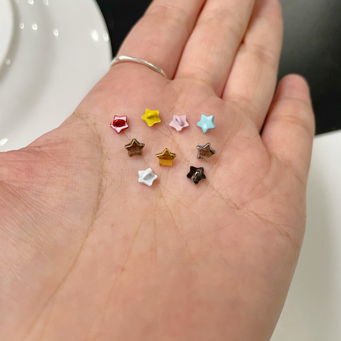 5mm烤漆心形五角星星迷你纽扣DIY钩针玩偶娃衣配件小号合金扣手缝