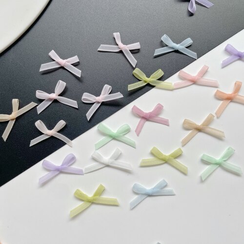 美甲饰品丝带蝴蝶结新款梦幻欧根纱芭蕾舞鞋网纱穿戴指甲钻小配件