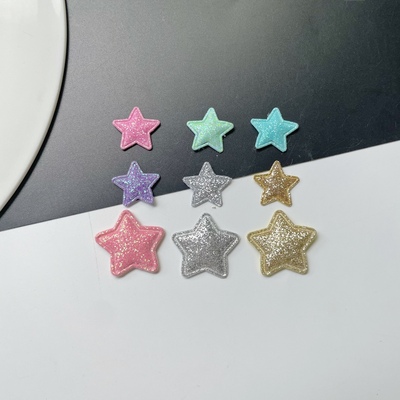 闪粉布艺压花五角星布贴吧唧托diy发夹手帐素材手工材料