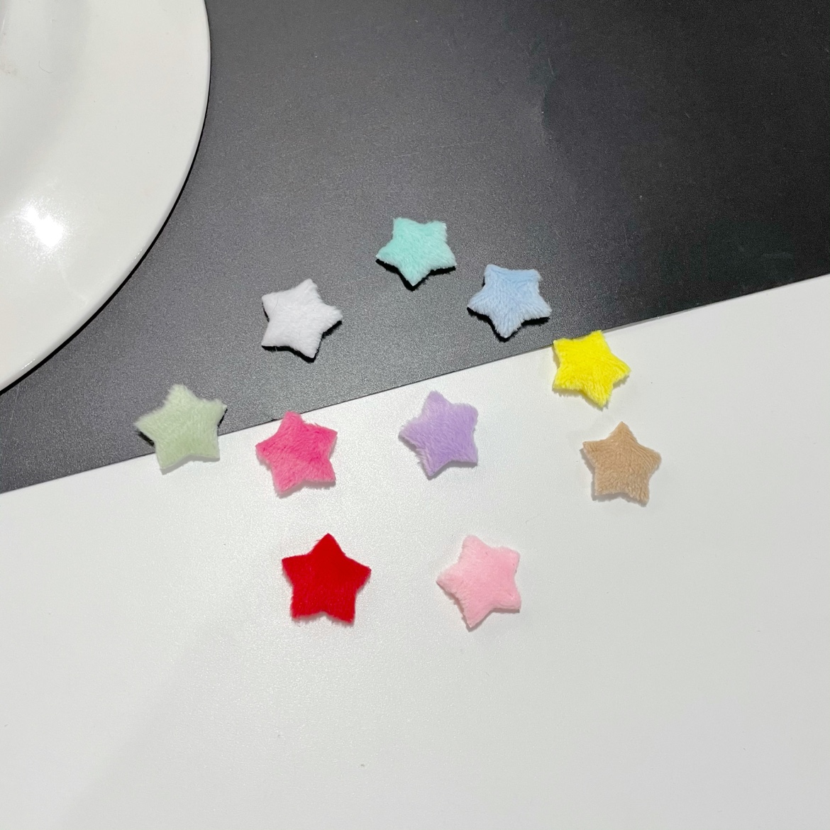 1.8cm直径单面可爱毛绒迷你小星星压花片diy发饰娃衣配件材料