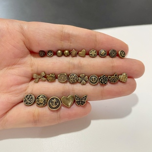 8mm复古迷你古铜色船锚纽扣手工diy小布bjd棒针娃衣扣子