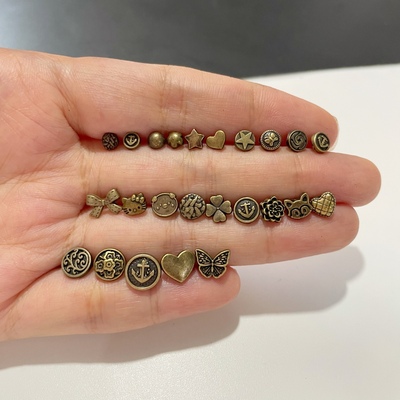 4/5/6/7/8mm复古迷你古铜色船锚纽扣手工diy小布bjd棒针娃衣扣子