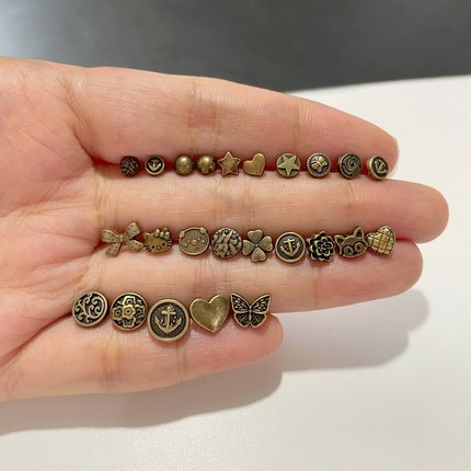 4/5/6/7/8mm复古迷你古铜色船锚纽扣手工diy小布bjd棒针娃衣扣子