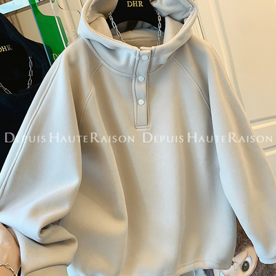 DHR休闲套头连帽加绒加厚卫衣