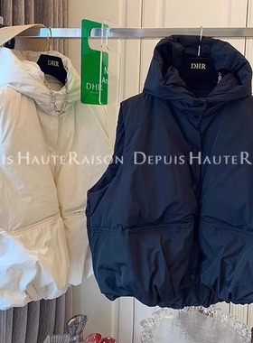 DHR 独特超好看连帽花苞羽绒服面包马甲背心厚外套女2025冬季新款