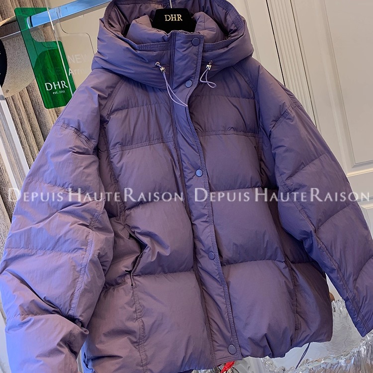 DHR高级感廓形白鸭绒连帽羽绒服