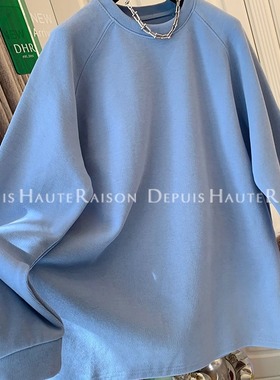 DHR 超好看慵懒风纯色加绒卫衣打底衫韩版宽松大版上衣2025冬新款