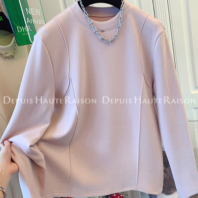 DHR休闲圆领厚绒长袖T恤打底衫