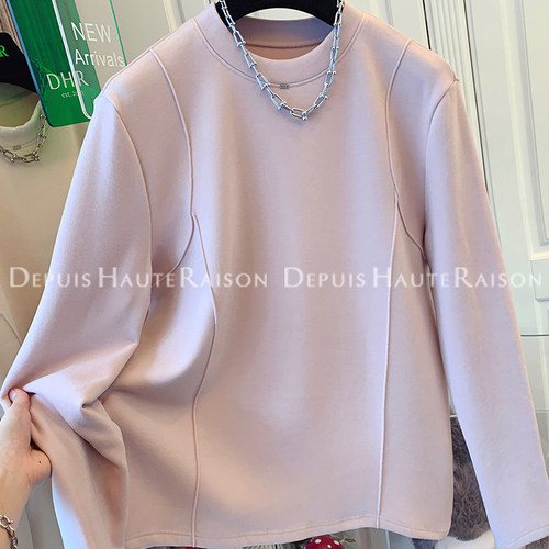 DHR休闲圆领厚绒长袖T恤打底衫