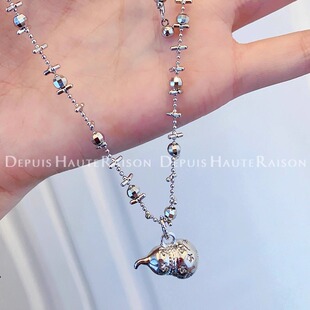 气质锁骨链配饰 葫芦项链吊坠个性 DHR 钛钢不掉色爆闪满天星新中式