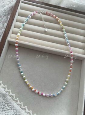 【彩虹糖】原创设计手工天然淡水珍珠米珠珠彩色串多巴胺项链女