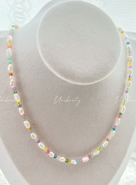 【彩虹乐园】原创设计手工天然巴洛克珍珠多巴胺女孩项链锁骨链