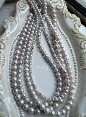 【银色月光】天然淡水超美仙气灰紫色莫兰迪色淡彩无核珍珠项链