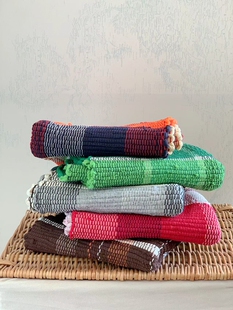 茜茜李出口欧美美式乡村复古编织地垫浴室吸水门垫布条脚垫格蕾