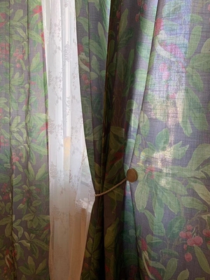 茜茜李中式复古花朵棉麻遮光窗帘