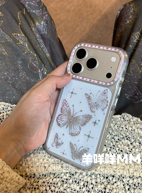 羊咩咩MM韩系早春ins蝴蝶苹果17ProMax透明小众手机壳适用iPhone16Pro少女心13/14防摔15/17Pro软套