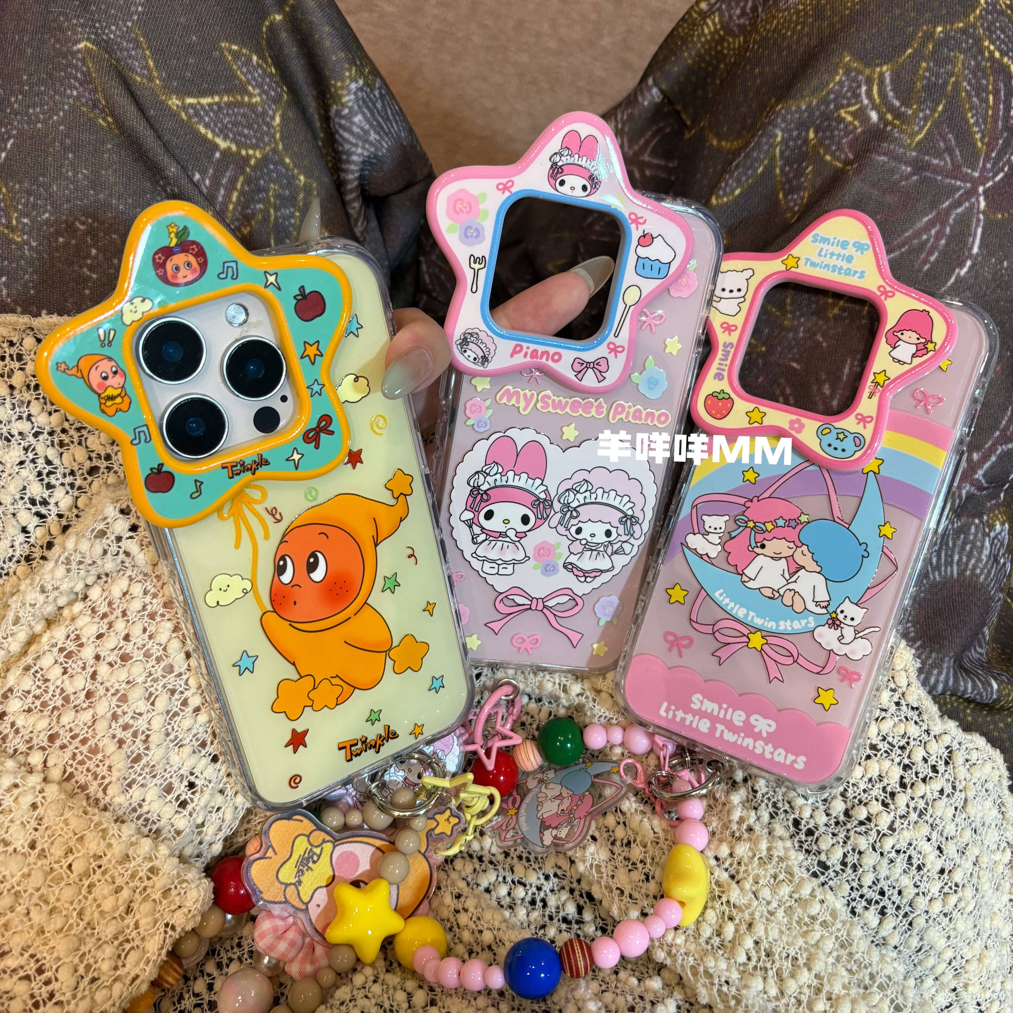 羊咩咩MM创意星星镜头可爱苹果17韩系链条卡通手机壳适用iPhone15ProMax少女心13/16小众时尚14Pro软保护套