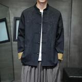 风复古夹克新中式立领铜扣唐装男青年大码汉服外套1902-P100，男装夹克，电商B378（原B341）