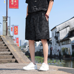 风夏季男士休闲裤2025新中式风大码宽松直筒五分裤K36-P45图片