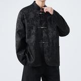 2025春新款风男装外套提花暗花盘扣唐装复古上衣1920-P100，男装民族服装，电商B378（原B341）