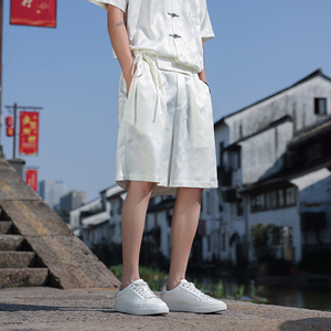 夏季男士提花短裤新中式风大码宽松休闲薄款五分裤K36-P45图片